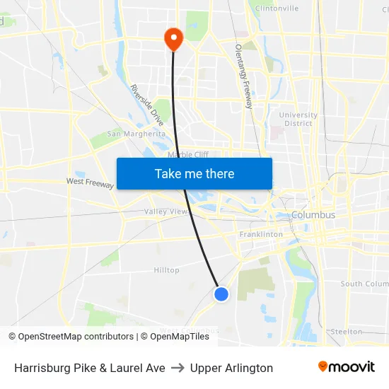 Harrisburg Pike & Laurel Ave to Upper Arlington map