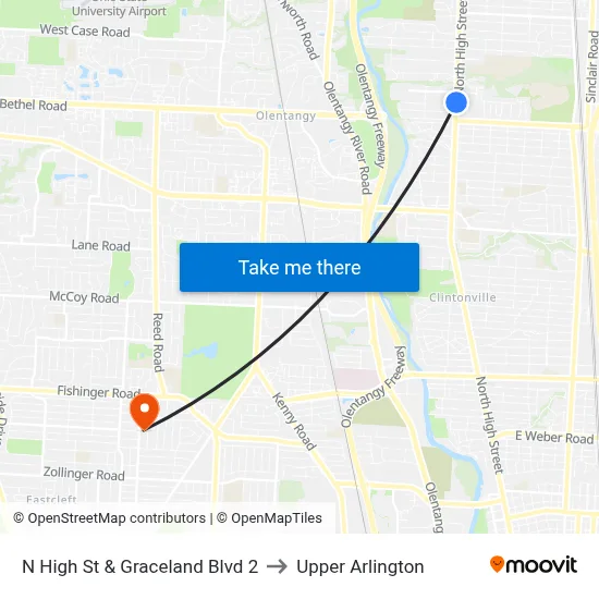 N High St & Graceland Blvd 2 to Upper Arlington map