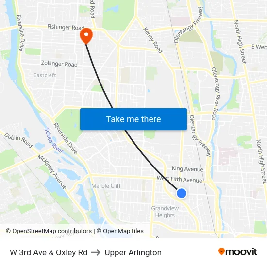 W 3rd Ave & Oxley Rd to Upper Arlington map