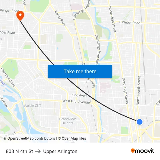 803 N 4th St to Upper Arlington map