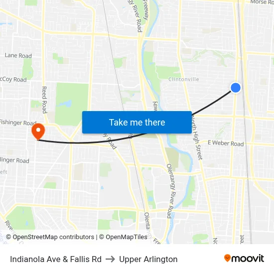 Indianola Ave & Fallis Rd to Upper Arlington map