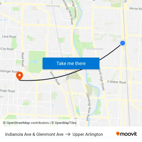 Indianola Ave & Glenmont Ave to Upper Arlington map