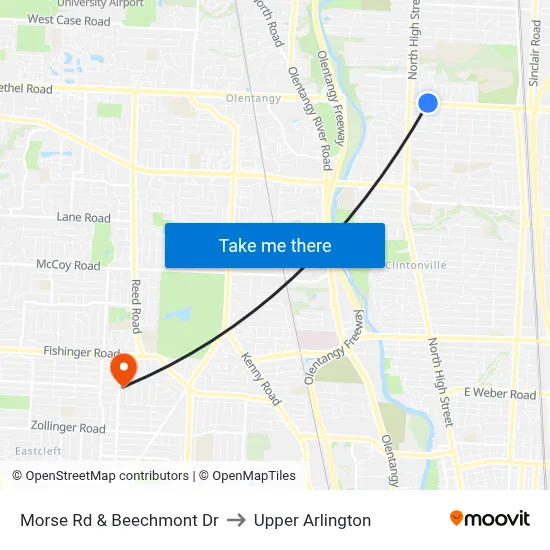 Morse Rd & Beechmont Dr to Upper Arlington map