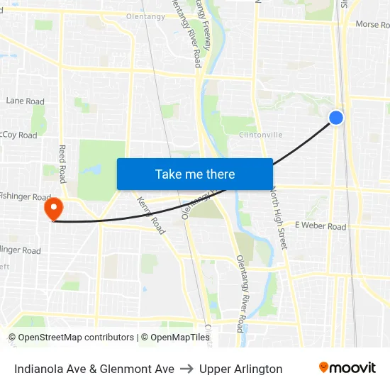 Indianola Ave & Glenmont Ave to Upper Arlington map