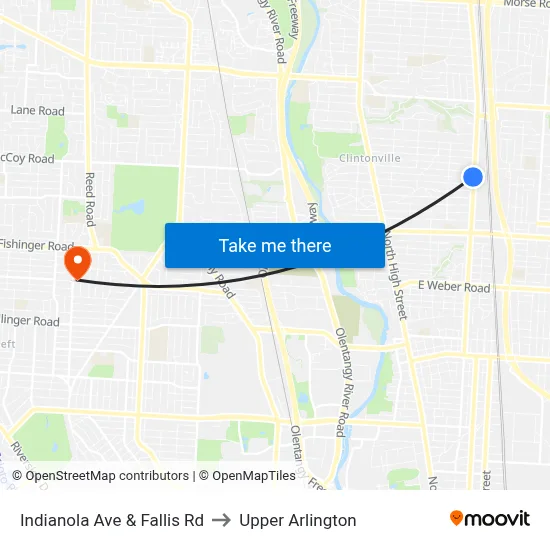 Indianola Ave & Fallis Rd to Upper Arlington map