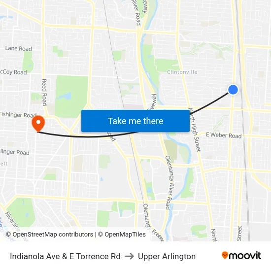 Indianola Ave & E Torrence Rd to Upper Arlington map