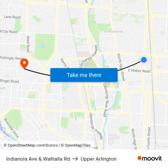 Indianola Ave & Walhalla Rd to Upper Arlington map