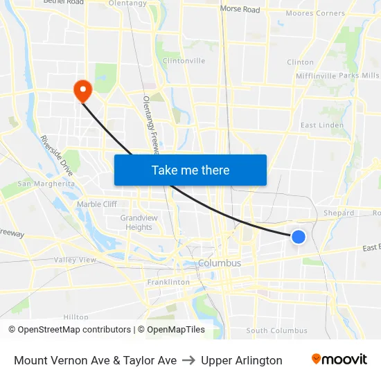 Mount Vernon Ave & Taylor Ave to Upper Arlington map
