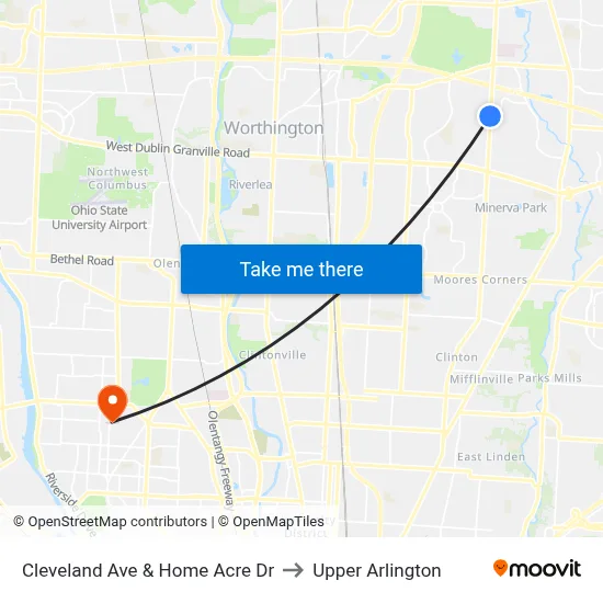 Cleveland Ave & Home Acre Dr to Upper Arlington map