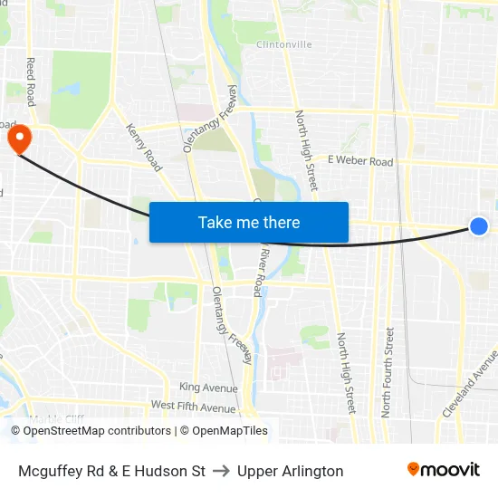 Mcguffey Rd & E Hudson St to Upper Arlington map