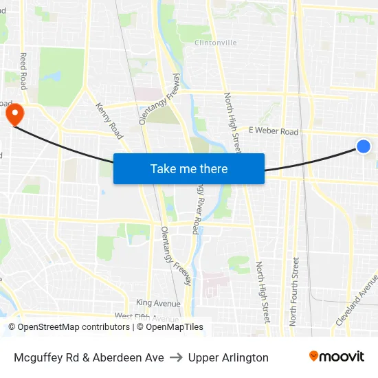 Mcguffey Rd & Aberdeen Ave to Upper Arlington map