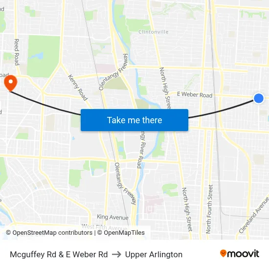 Mcguffey Rd & E Weber Rd to Upper Arlington map