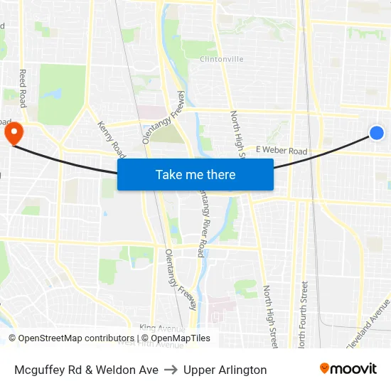 Mcguffey Rd & Weldon Ave to Upper Arlington map