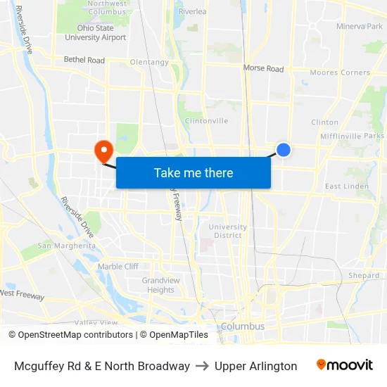 Mcguffey Rd & E North Broadway to Upper Arlington map