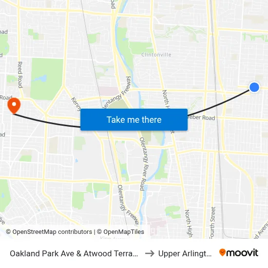 Oakland Park Ave & Atwood Terrace to Upper Arlington map