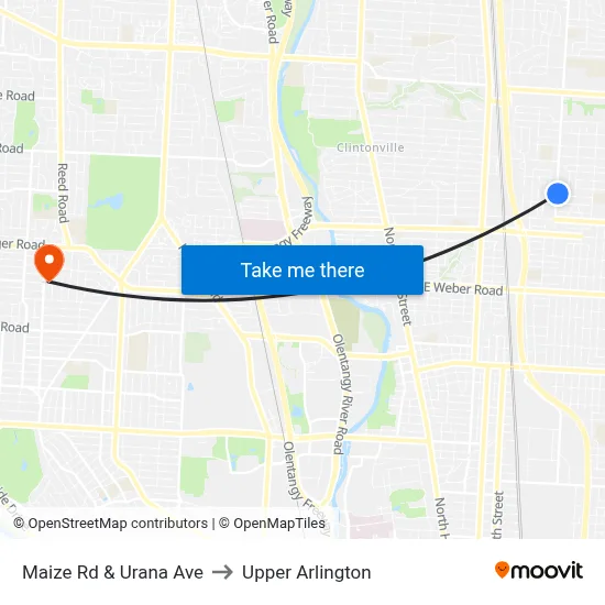 Maize Rd & Urana Ave to Upper Arlington map