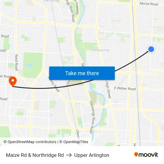 Maize Rd & Northridge Rd to Upper Arlington map