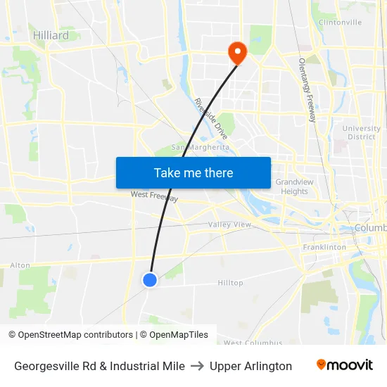 Georgesville Rd & Industrial Mile to Upper Arlington map