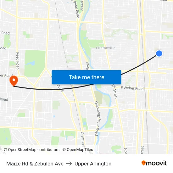 Maize Rd & Zebulon Ave to Upper Arlington map