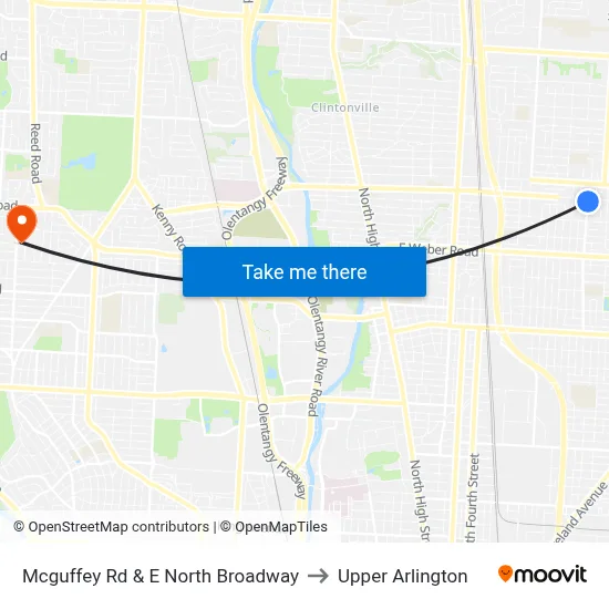 Mcguffey Rd & E North Broadway to Upper Arlington map