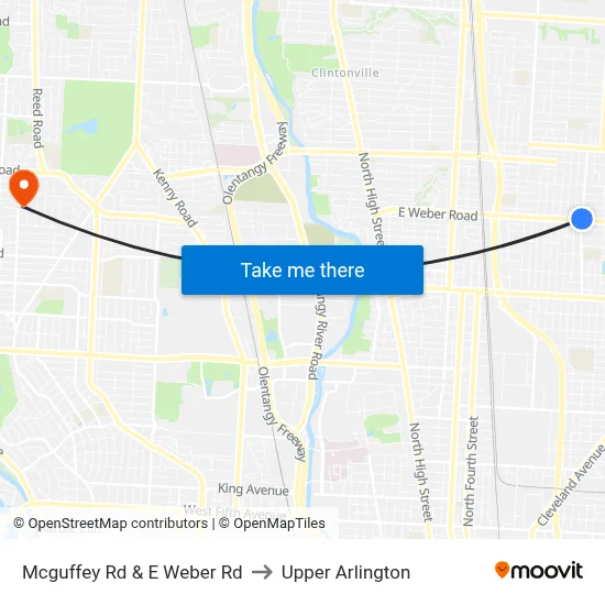 Mcguffey Rd & E Weber Rd to Upper Arlington map