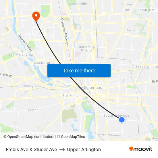 Frebis Ave & Studer Ave to Upper Arlington map