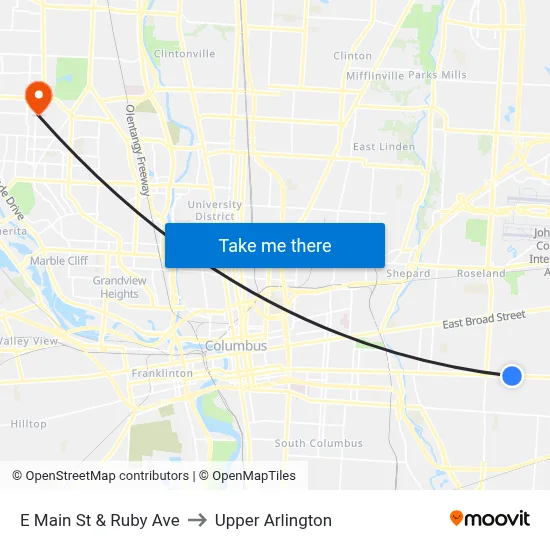 E Main St & Ruby Ave to Upper Arlington map