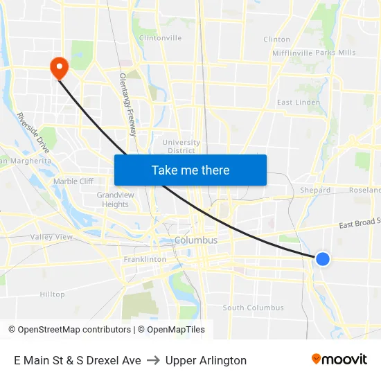 E Main St & S Drexel Ave to Upper Arlington map