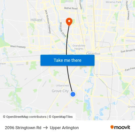 2096 Stringtown Rd to Upper Arlington map