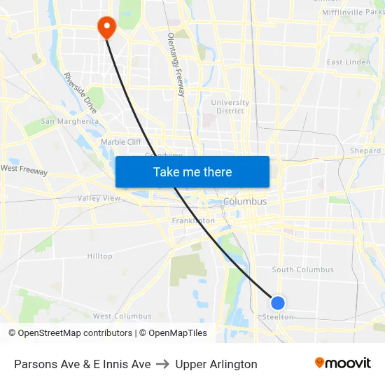 Parsons Ave & E Innis Ave to Upper Arlington map