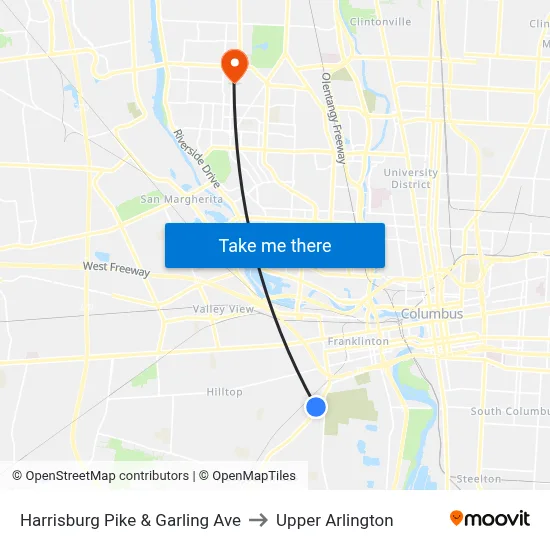 Harrisburg Pike & Garling Ave to Upper Arlington map