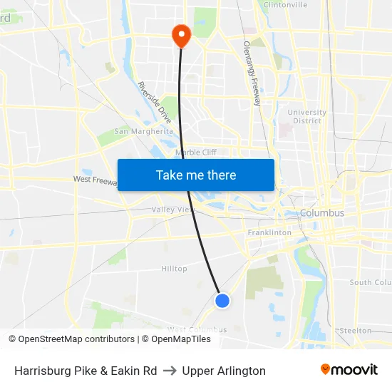 Harrisburg Pike & Eakin Rd to Upper Arlington map