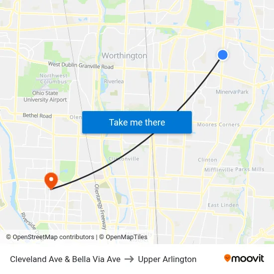 Cleveland Ave & Bella Via Ave to Upper Arlington map