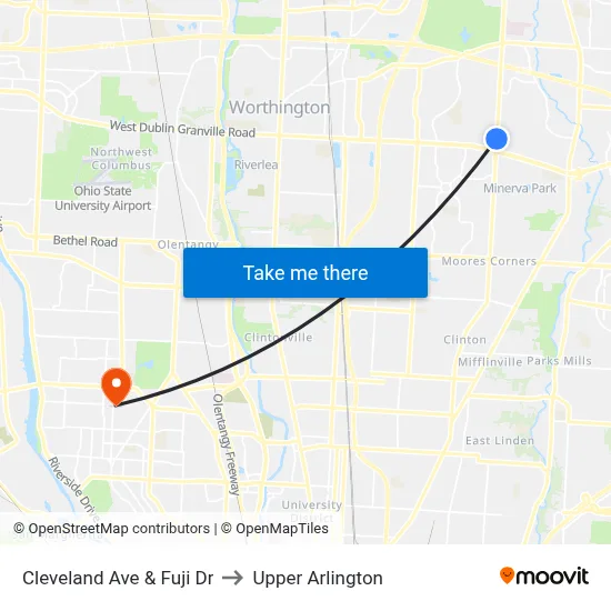 Cleveland Ave & Fuji Dr to Upper Arlington map