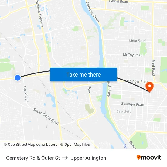 Cemetery Rd & Outer St to Upper Arlington map