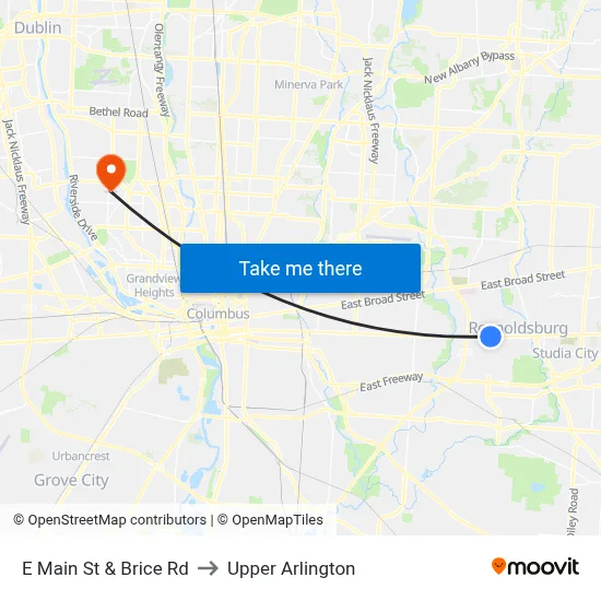 E Main St & Brice Rd to Upper Arlington map