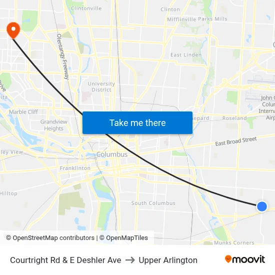 Courtright Rd & E Deshler Ave to Upper Arlington map