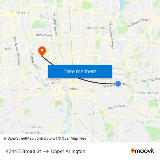 4244 E Broad St to Upper Arlington map