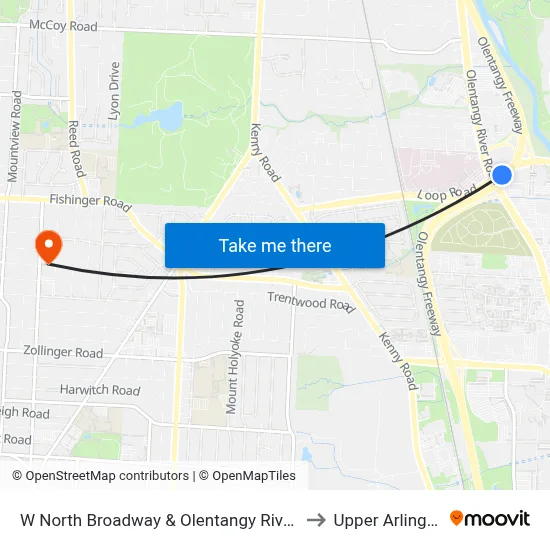 W North Broadway & Olentangy River Rd to Upper Arlington map