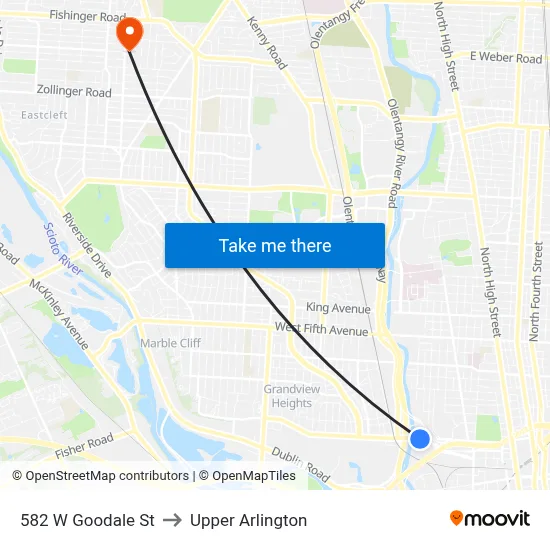 582 W Goodale St to Upper Arlington map