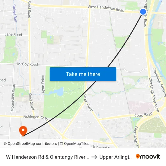 W Henderson Rd & Olentangy River Rd to Upper Arlington map