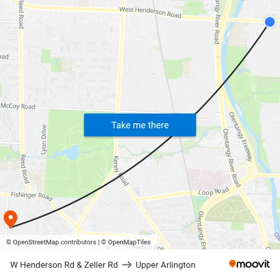 W Henderson Rd & Zeller Rd to Upper Arlington map