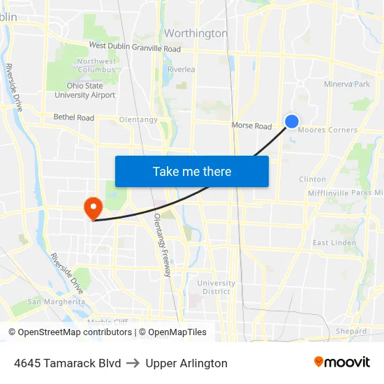 4645 Tamarack Blvd to Upper Arlington map