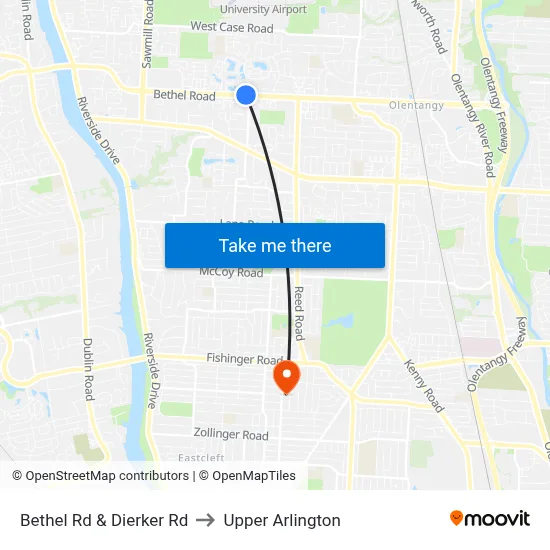 Bethel Rd & Dierker Rd to Upper Arlington map