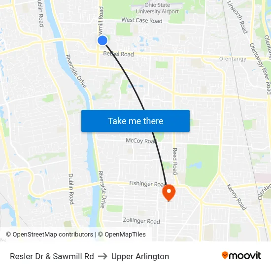 Resler Dr & Sawmill Rd to Upper Arlington map