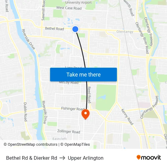 Bethel Rd & Dierker Rd to Upper Arlington map