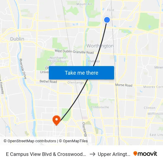E Campus View Blvd & Crosswoods Dr to Upper Arlington map