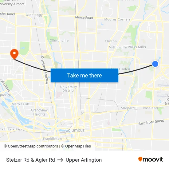 Stelzer Rd & Agler Rd to Upper Arlington map
