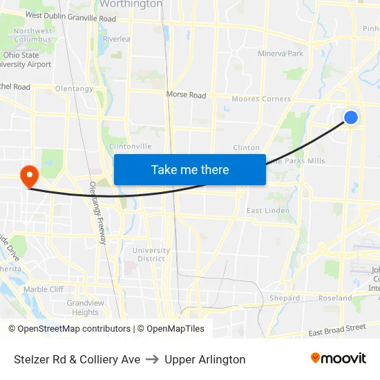 Stelzer Rd & Colliery Ave to Upper Arlington map
