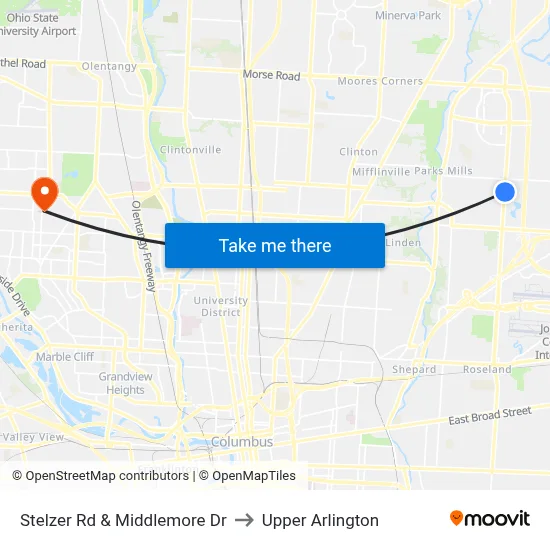 Stelzer Rd & Middlemore Dr to Upper Arlington map